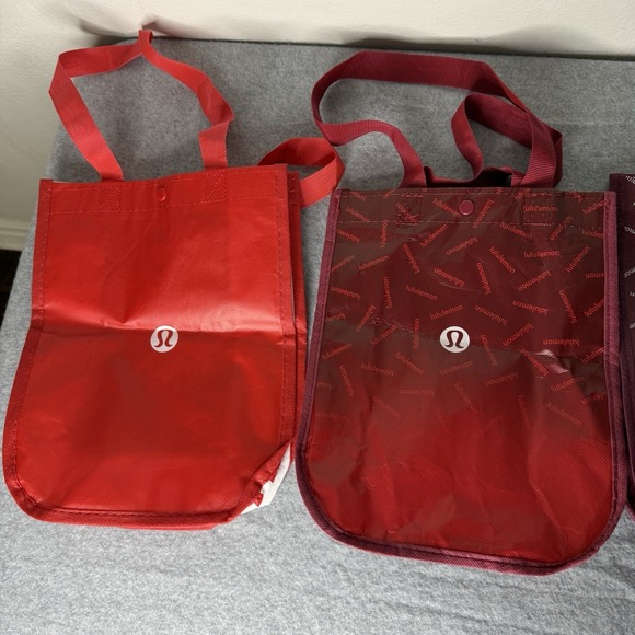 Bundle Of 4 Lululemon Red Burgundy Small Tote Bags Reusable Lot Of Four - Picture 9 of 16
